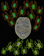 bugs attacking internet security sheild on black