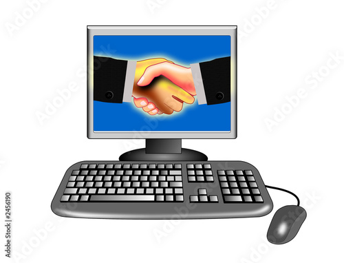 Laptop Screen Wire on Computer Screen With Handshake    Patrimonio Designs  2456190   See