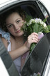 young bride in a limousine