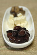 antipasto of black calamata olives, feta cheese an antipasto of black calamata olives, feta cheese an