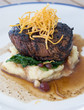fillet steak with mashed potato, spinach and gravy fillet steak with mashed potato, spinach and gravy