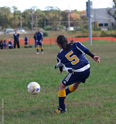 kicking soccer ball. girl kicking soccer ball