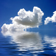 blue sky reflected in water