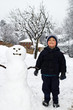 boy with snowman