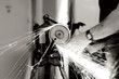 angle grinder in use