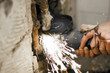 photo angle grinder in use