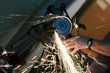 angle grinder in use