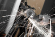   	photo angle grinder in use