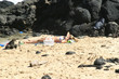 relaxing on beach
