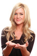 business woman showing something