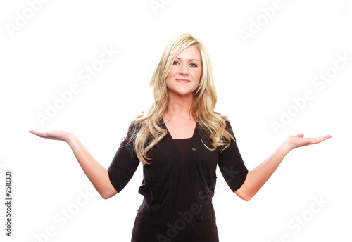 business woman showing something