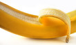 close-up half peeled banana