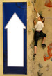 climbing girl next to the arrow