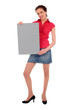 woman holding blank sign