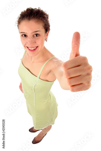 woman with thumb up