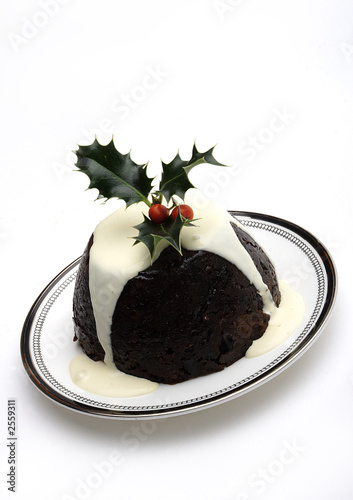 christmas pudding on a plate