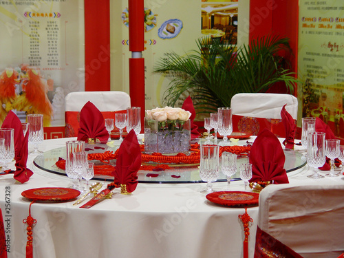 details of a chinese wedding banquet table setting