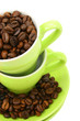 cups and coffee beans (clipping path included)