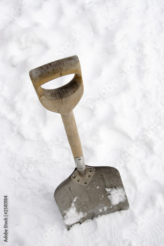 snow shovel in the snow