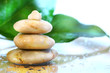 spa stones with leaves