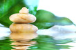 spa stones with leaves