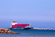 cargo ship with red containers