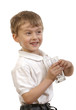 happy boy drinking water