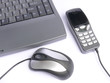 Photo: laptop, mouse and phone laptop, mouse and phone