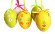 easter eggs painted, isolated in white.