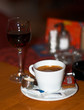 cafe with glass red wine