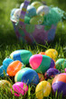 easter eggs and basket