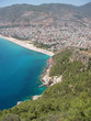 mediterranean sea, beach and mountains at town alanya (country t