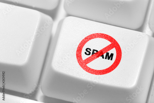 Foto: the button with an emblem of an antispam on the keyboard. the button with an emblem of an antispam on the keyboard.