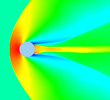 high mach number flow over cylinder. temperature