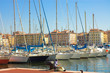 vessel yachts in vieux port in marseille and sitting person