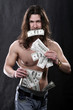 beautiful young the man with many dollars