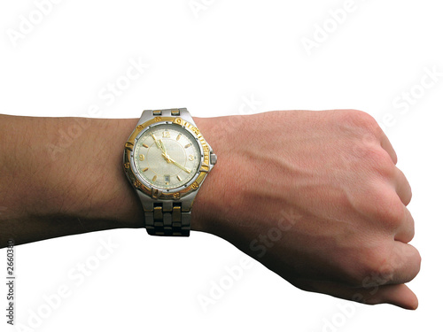 Photo: wrist watch on hand isolated wrist watch on hand isolated