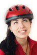 portrait of a young woman with a bicycle helmet