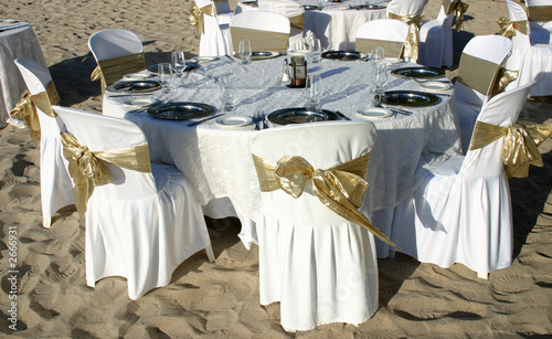 dinner table at a beach wedding