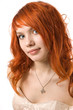 redhead model isolated on white