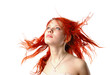 young girl in the wind looking forward - isolated young girl in the wind looking forward - isolated