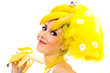 smiling banana lady