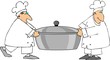 two chefs carrying a large pot two chefs carrying a large pot