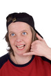 woman on a comedy hand phone