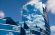 glass building in blue glass building in blue