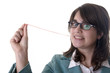 secretary or business woman pulling and stretching a bubble gum