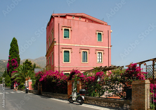 colorful building in taormina, sicily colorful building in taormina, sicily