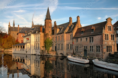 buildings on canal in brugges, belgium