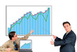 young businessman pointing to chart