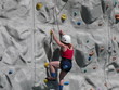 climbing the rock wall